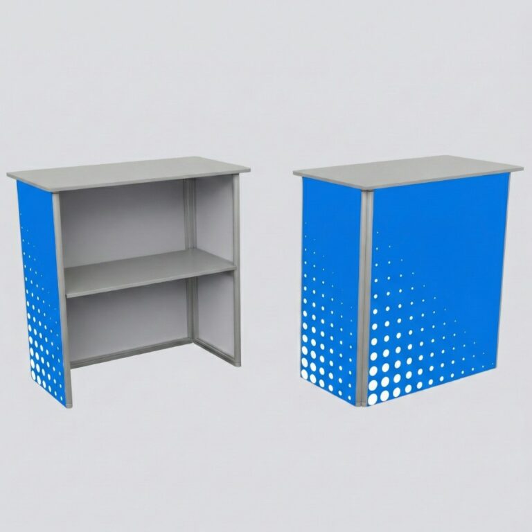 Folding advertising stand with a top